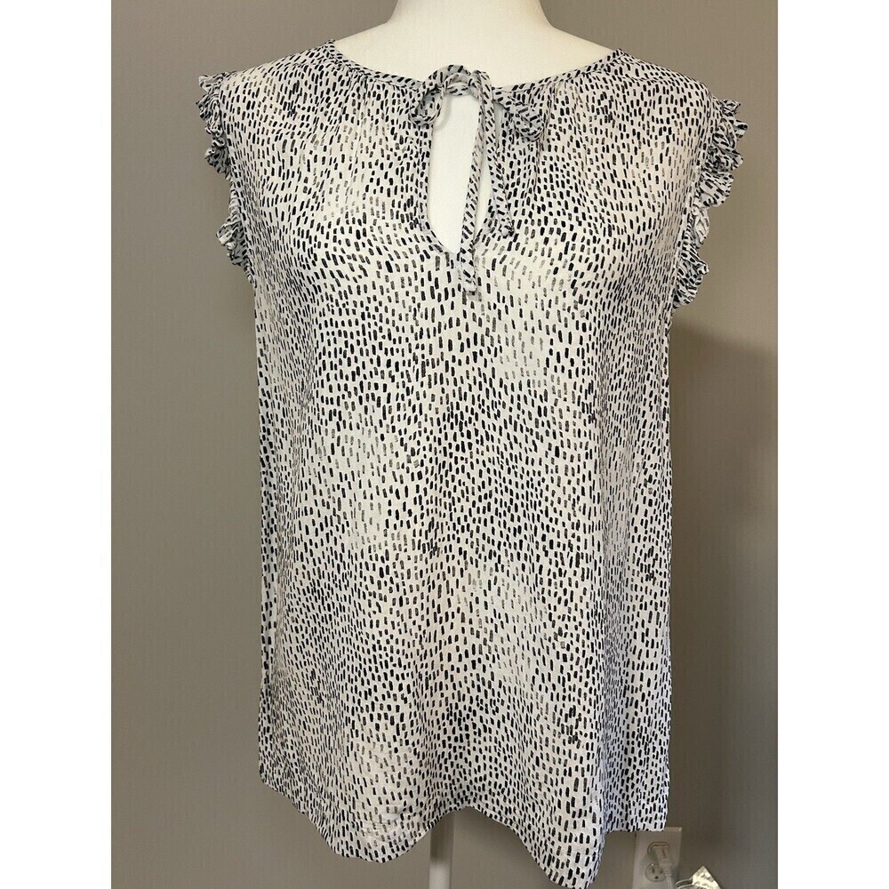 GAP Ruffle V-neck Tie Collar Animal Print Blouse Medium